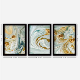 Wallity 3SC116 Cuadro Decorativo Enmarcado de 3 Piezas, 35x45cm, MDF y Plástico